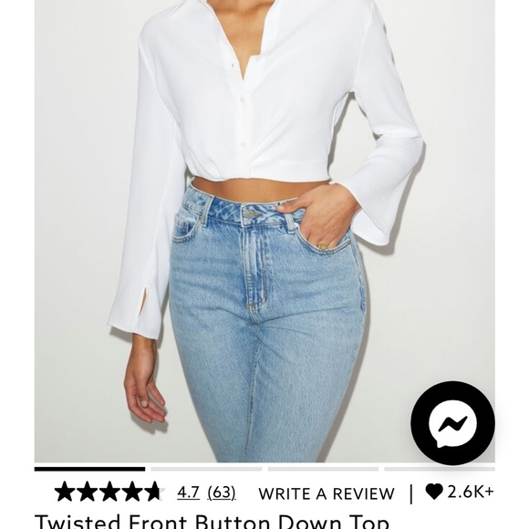 Twisted front button down top - Picture 2 of 4